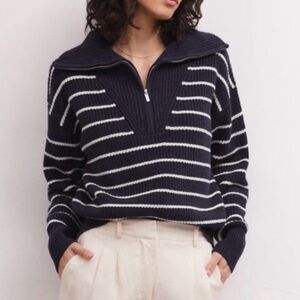Z supply Navy and White Striped Sweater